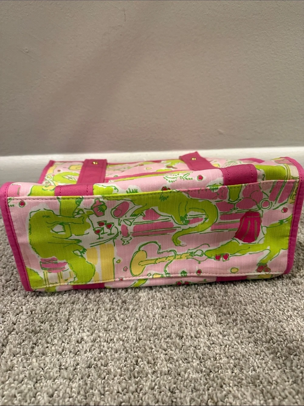 Lilly Pulitzer Pink & Lime Floral Canvas Tote